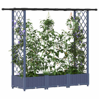 Cama Elevada Con Trellis Y Techo Gris 164 X 40 X 121 Cm Pp_2