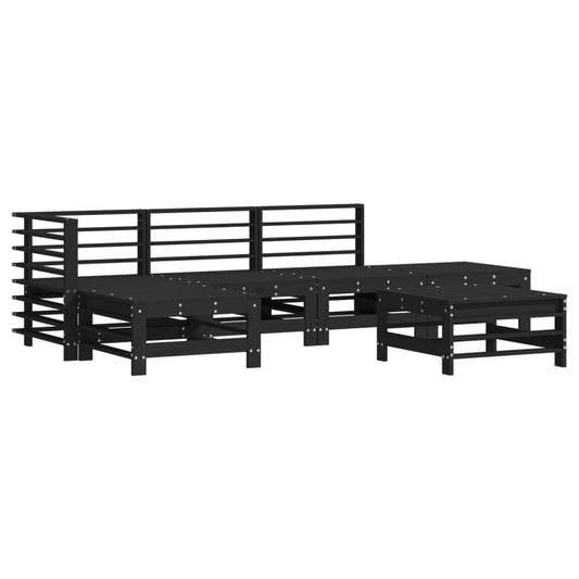 Vidaxl Juego Muebles De Jardín 6 Piezas Madera Maciza Pino Negro_0