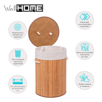Wellhome - Cesto Para La Colada, Contenedor De Ropa Sucia, 48 L_1