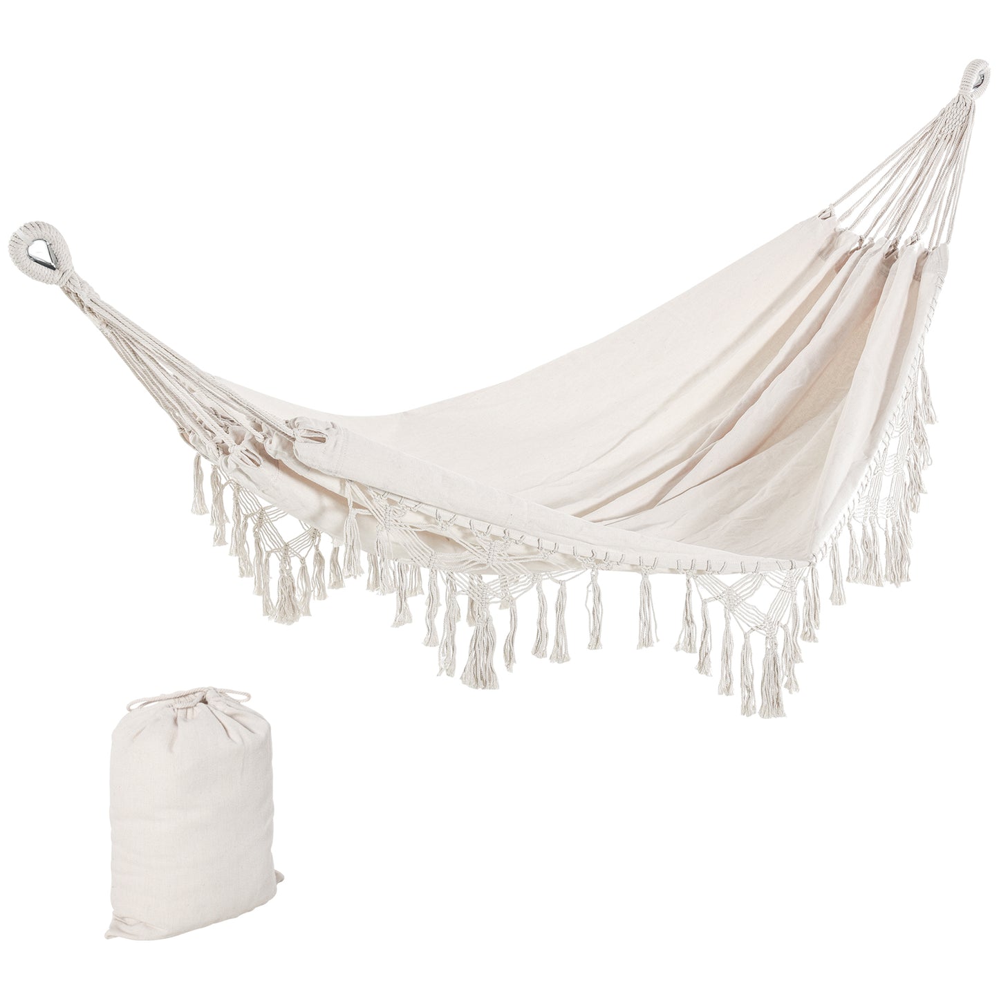Outsunny Hamaca Colgante 288x150 Cm Con Bolsa De Transporte Carga 120 Kg Crema_0