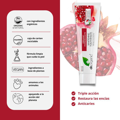 Pasta de dentes Dr. Organic Romã 100 ml