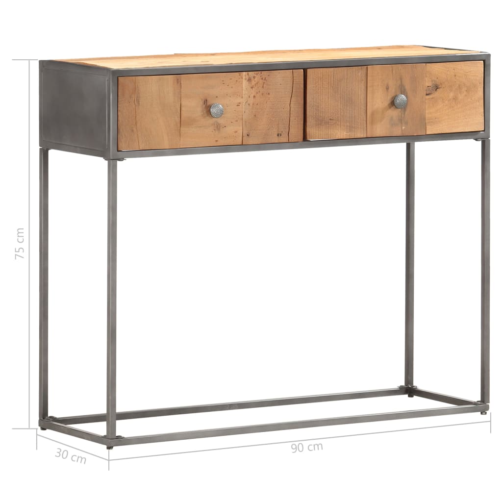 Mesa Consola De Madera Maciza Reciclada 90x30x75 Cm_4