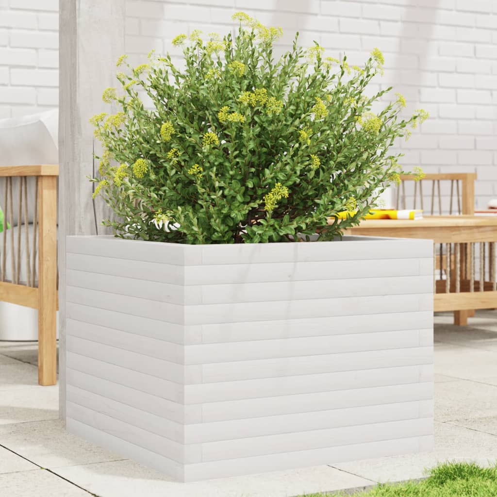 Jardinera De Madera Maciza De Pino Blanco 60x60x45,5 Cm_1