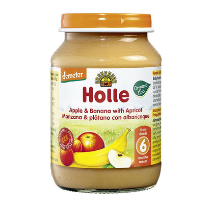 Holle ECO Maçã, Banana e Alperce Pote +6 meses 190 g 