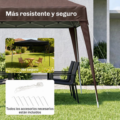Outsunny Carpa Plegable 2,4x2,4 M De Jardín Pop Up Cenador De Acero Y Tela_5