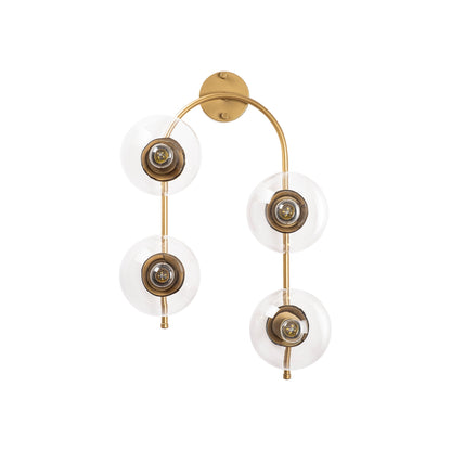 Aplique De Pared Curvo, 4 Transparentes, Metal , Oro Brillante, 40x26x62, Casquillo 4 X E14 Max 15 W_0