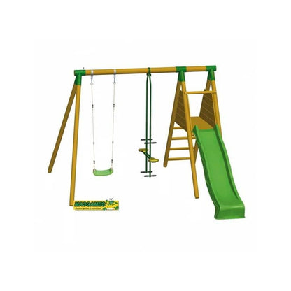 Parque Infantil Masgames Mauna Loa L (madera Redonda) 1 Asiento Plano + 1 Balancin Cara A Cara._0