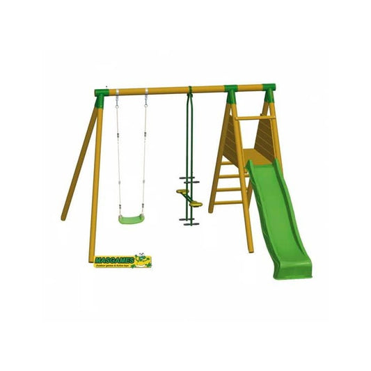 Parque Infantil Masgames Mauna Loa L (madera Redonda) 1 Asiento Plano + 1 Balancin Cara A Cara._0