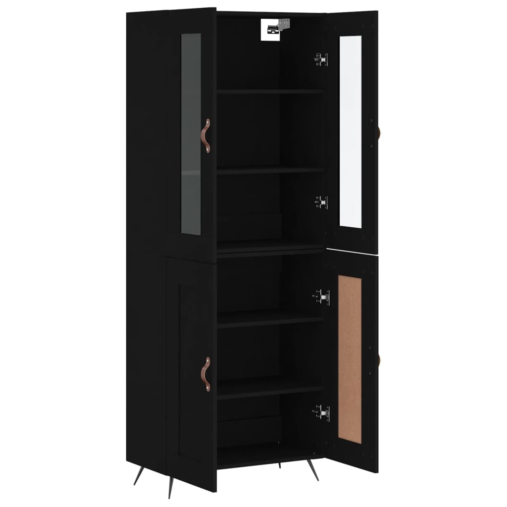 Aparador Alto Madera Contrachapada Negro 69,5x34x180 Cm_3