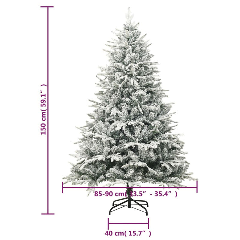 Vidaxl Árbol De Navidad Artificial Con Nieve Pvc Y Pe Verde 150 Cm_5