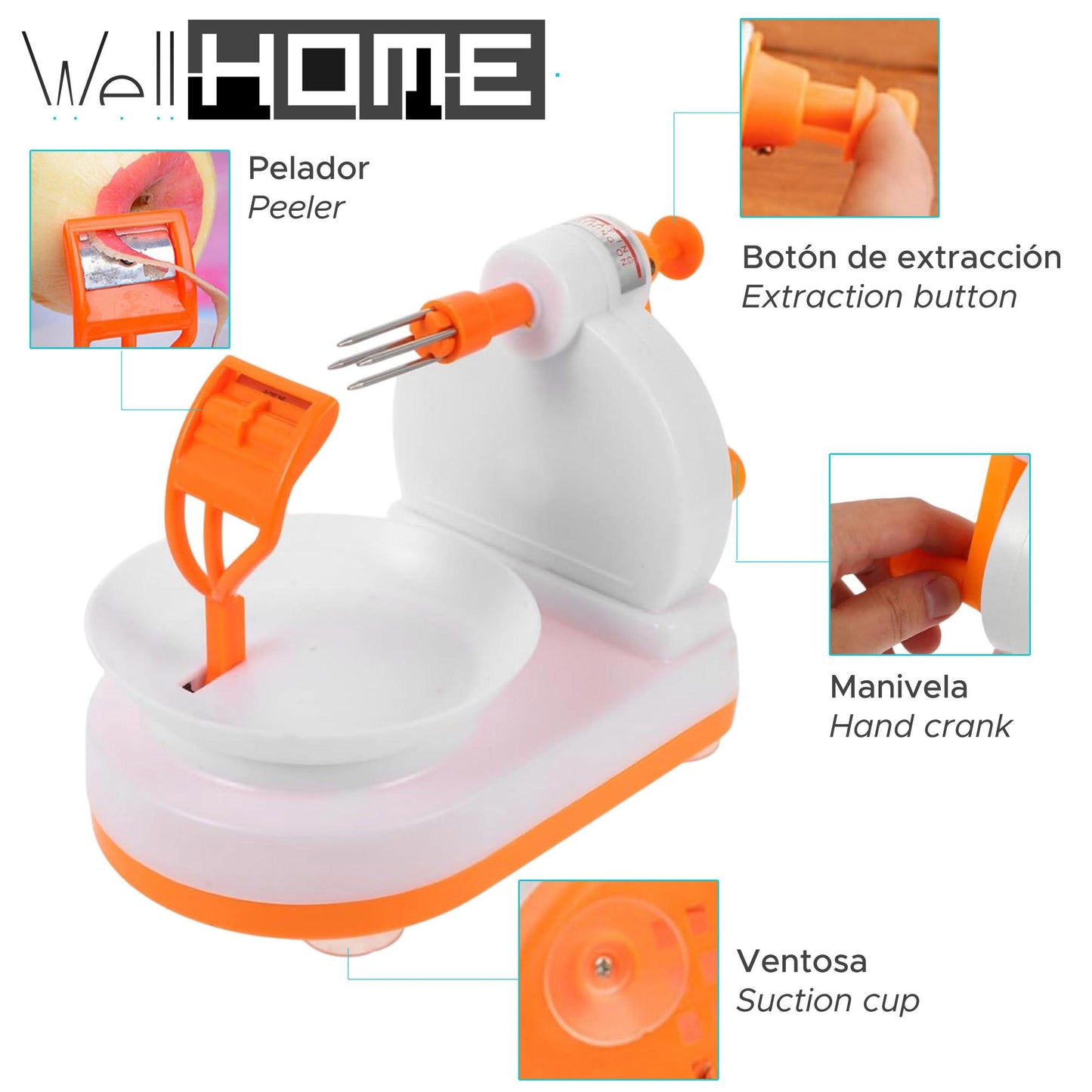 Pelador De Fruta De Plástico Abs Color Naranja Y Blanco_1