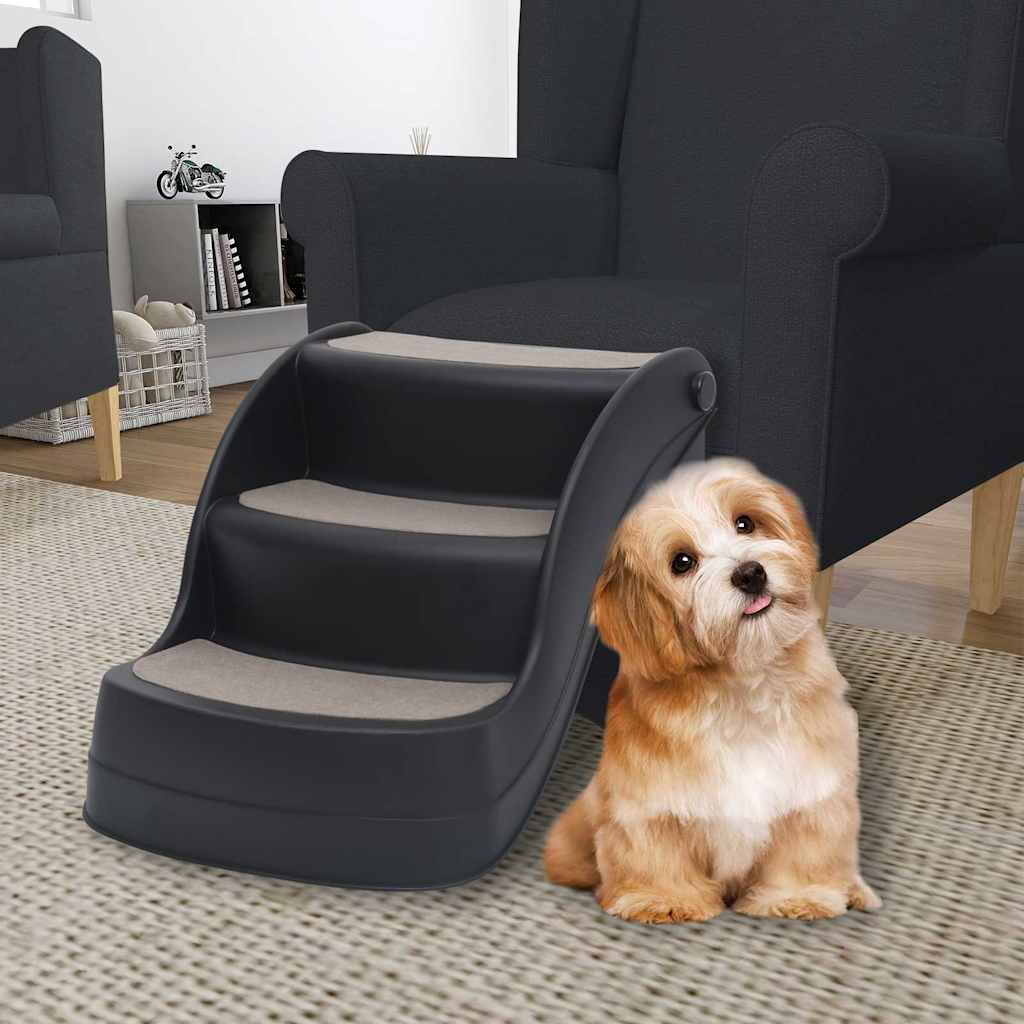 Escalera Para Perros Plegable De 3 Peldaños Negra_1