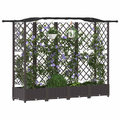 Cama Elevada Con Trellis Y Techo Marrón 203,5 X 40 X 123 Cm Pp_2
