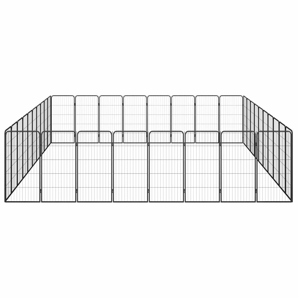 Jaula Perros 36 Paneles Acero Recubierto Polvo Negro 50x100 Cm_3