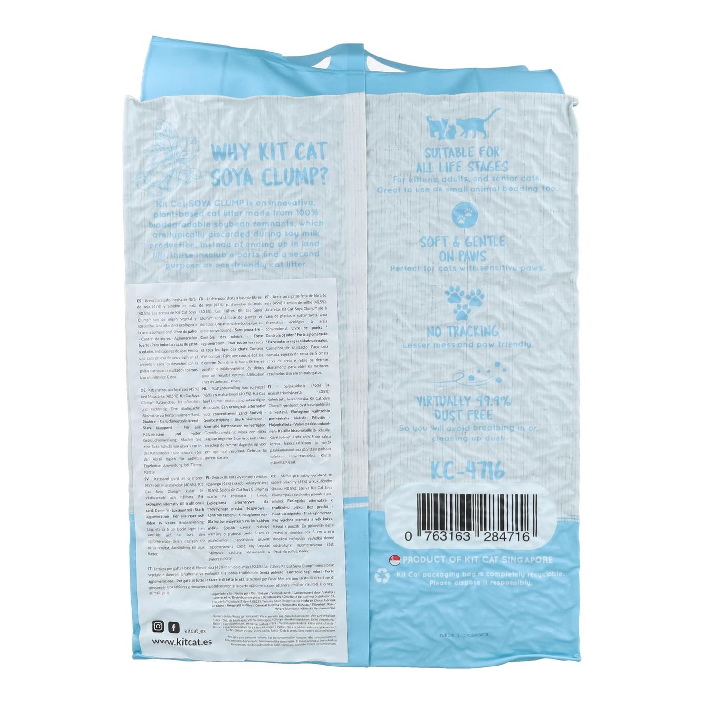 Kit de areia para gatos Eco SoyaClump - Talco para gatinhos, areia para gatos de 7 litros