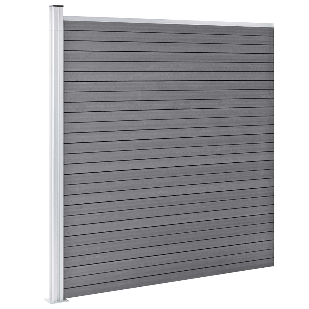 Set De Valla 10 Cuadradas + 1 Oblicua Wpc Gris 1830x186 Cm / Vetonek_3