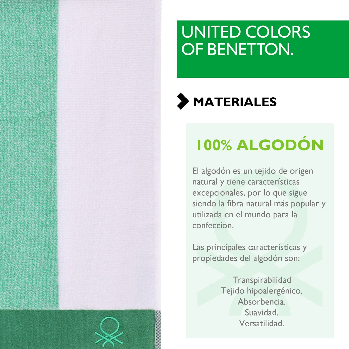 Set 2 Toalla De Playa 90x160cm 450gsm Terry 100%algodon Verde Casa Benetton_2
