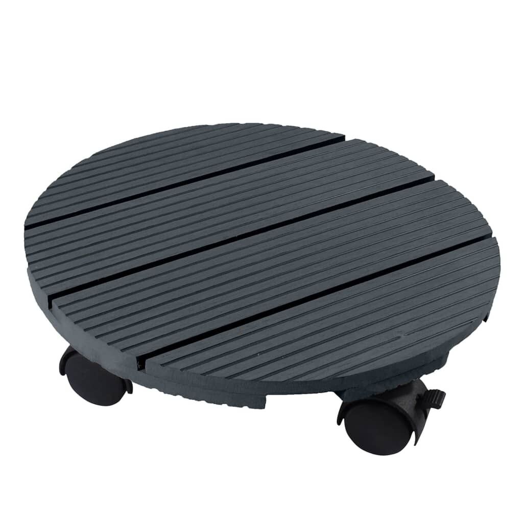 Nature Soporte Con Ruedas Para Plantas Redondo Madera Gris Ø30 Cm_0