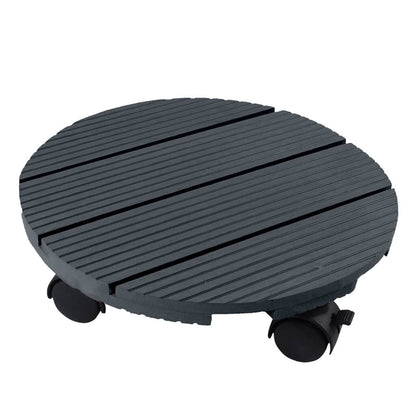 Nature Soporte Con Ruedas Para Plantas Redondo Madera Gris Ø30 Cm_0