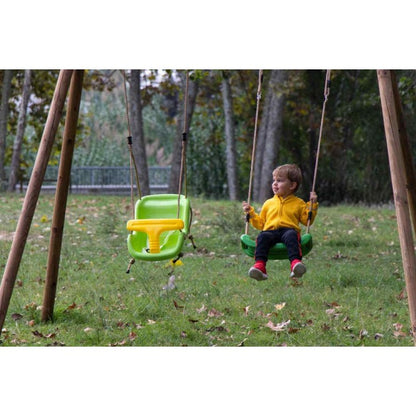 Columpio Doble De Madera Redonda Masgames Kibo Xl + Asiento Bebe._4
