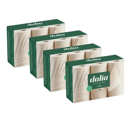 Pack 4x Papel higiénico sin blanquear, Dalia 6 rollos 6x35 m