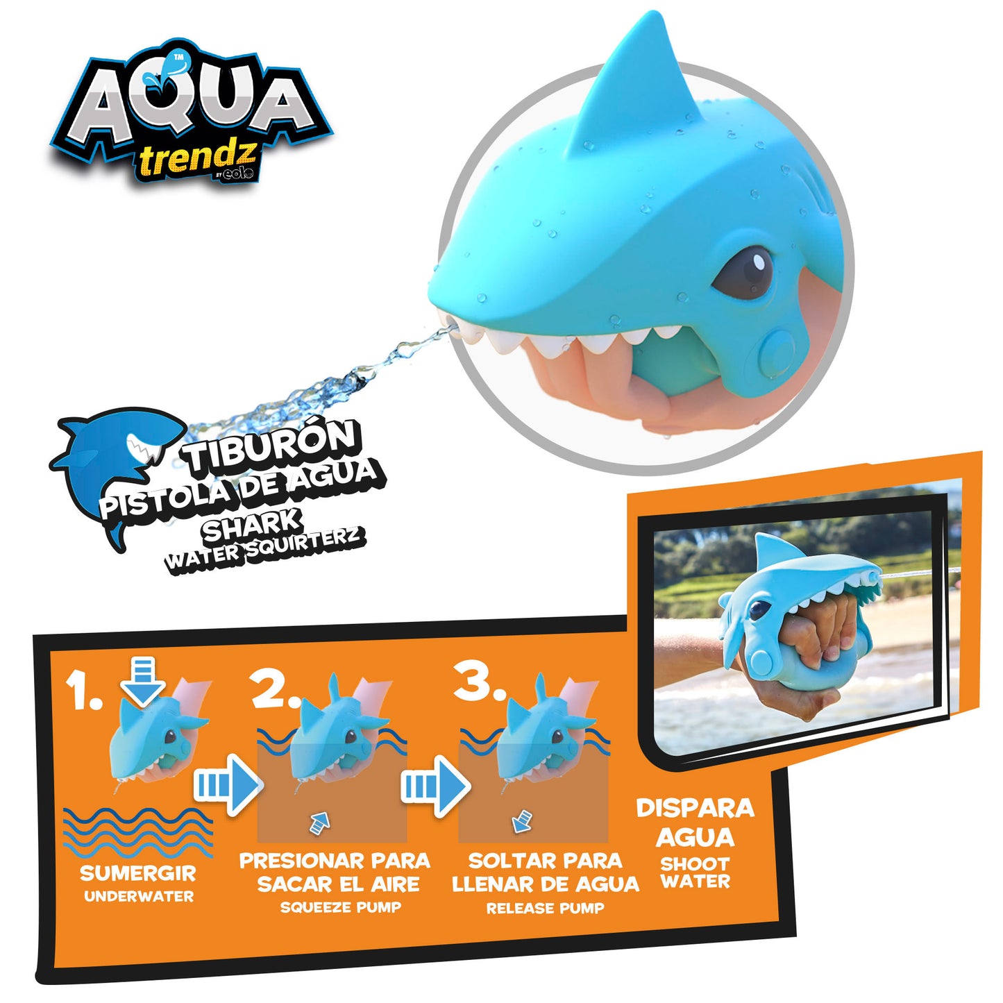 Máscara De Buceo Y Lanzador De Agua Tiburón Aqua Trenz_2