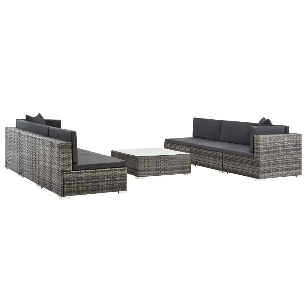 Vidaxl Set De Muebles De Jardín 7 Pzas Y Cojines Ratán Sintético Gris_4