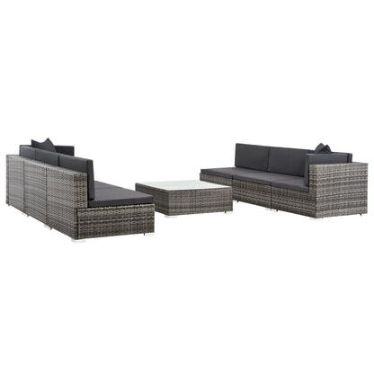 Vidaxl Set De Muebles De Jardín 7 Pzas Y Cojines Ratán Sintético Gris_4