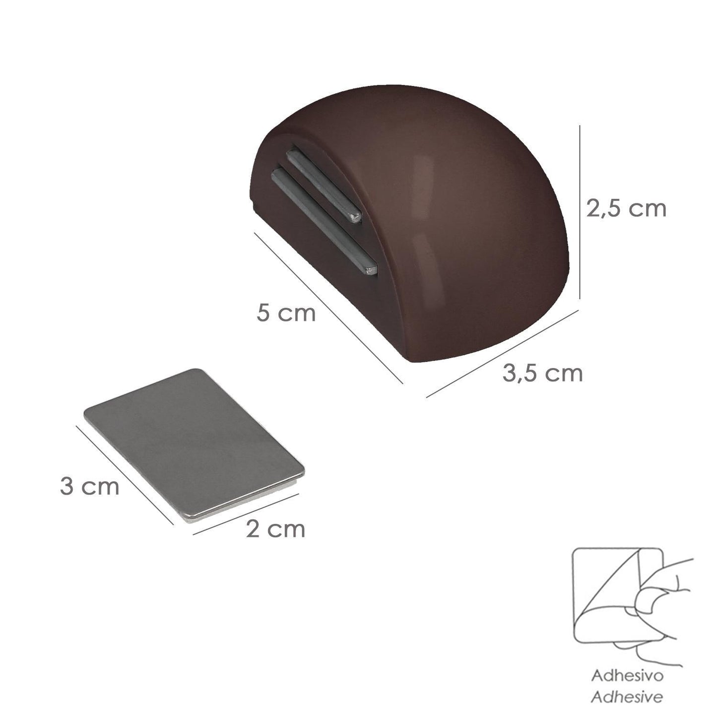 Tope Puerta Adhesivo Con Imán Retenedor Marrón