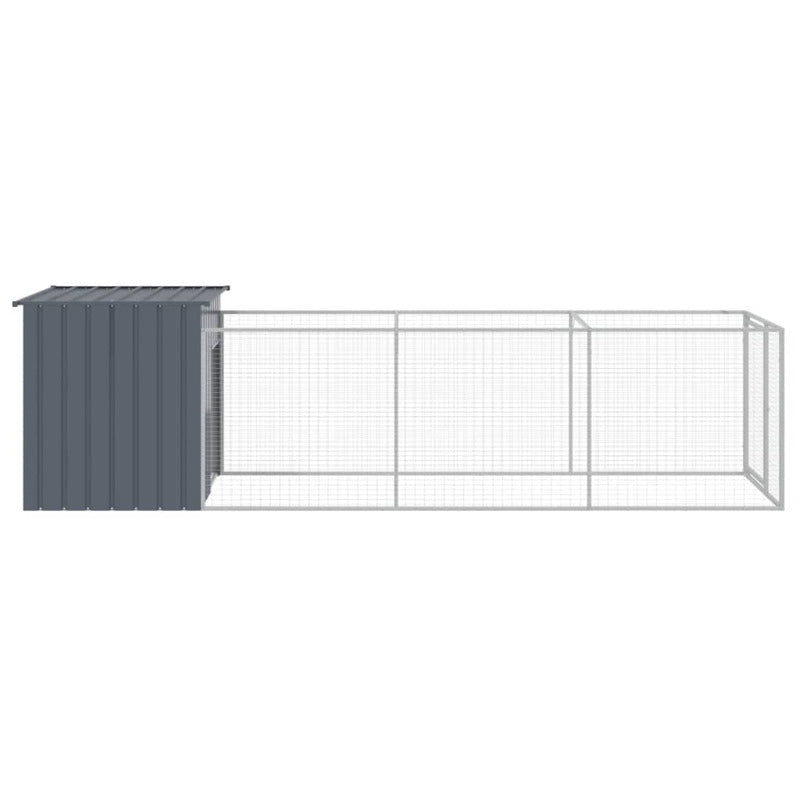 Caseta Para Perros Con Corredor Antracita 110x405x110cm Acero Galvanizado_3