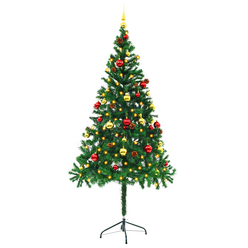 Vidaxl Árbol De Navidad Preiluminado Con Luces Y Bolas Verde 180 Cm_3