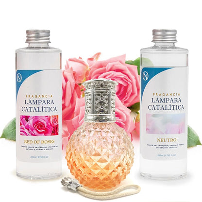 Pack Ahorro Lámpara Catalítica Orange Diamonds + Fragancia Bed Of Roses 200ml + Limpiador Neutro 200ml + Mecha Repuesto_0