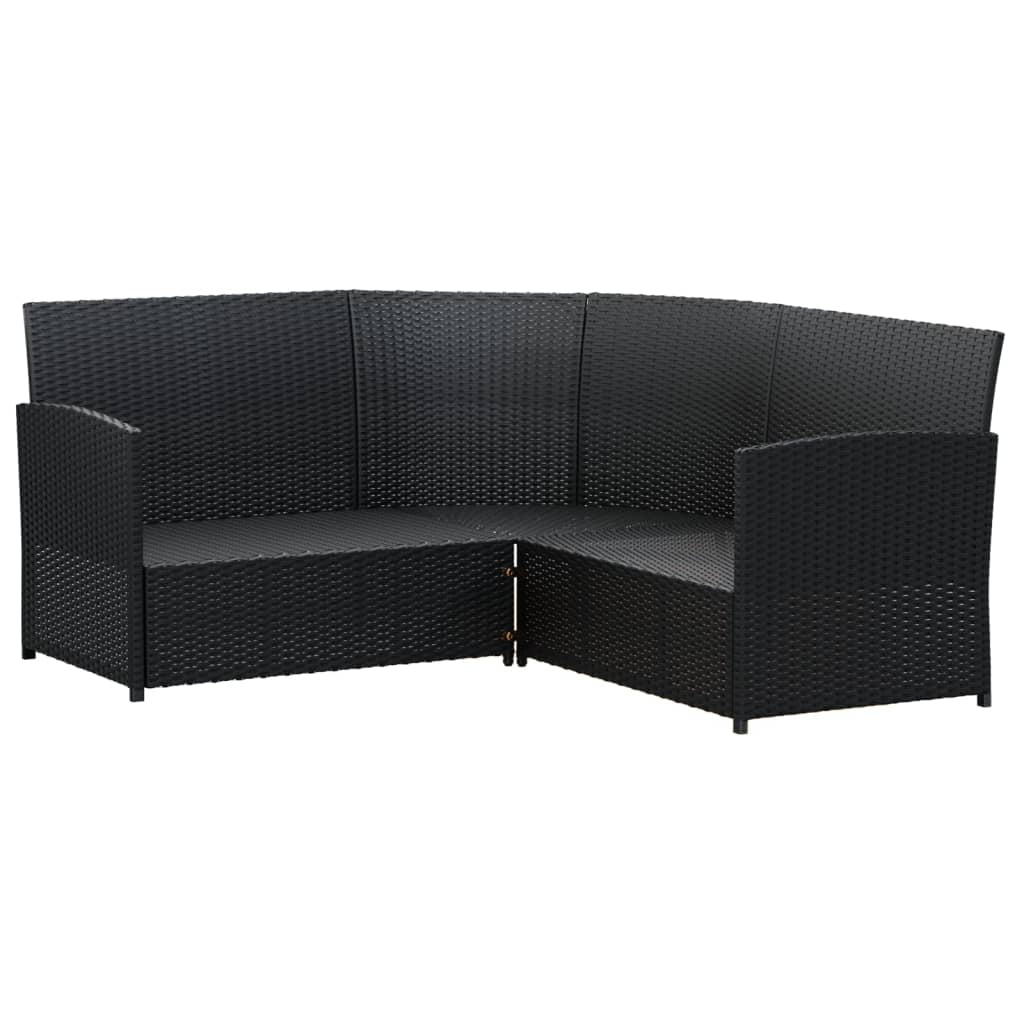 Vidaxl Set De Sofás En Forma De L 2 Pzas Cojines Ratán Sintético Negro_3