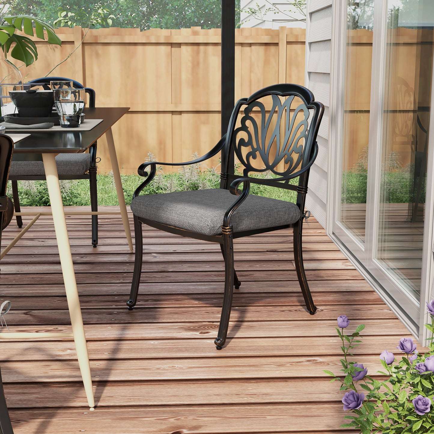 Outsunny Conjunto De Cojines Para Sillas De Comedor 47x47x7 Cm Gris_5