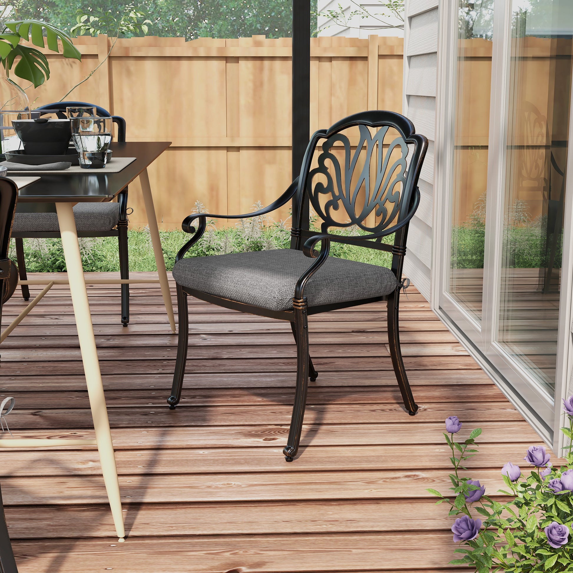 Outsunny Conjunto De Cojines Para Sillas De Comedor 47x47x7 Cm Gris_5