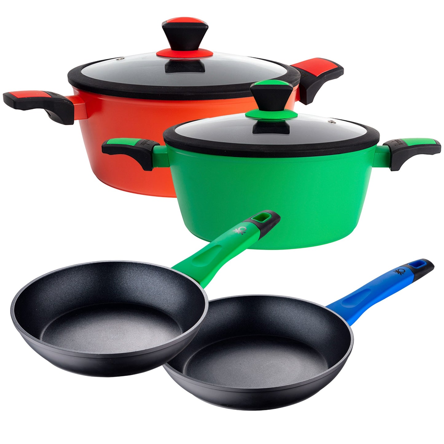 Set De 2 Cacerolas Con Tapa 24/28cm + Juego De 2 Sartenes 20/24cm Benetton._0