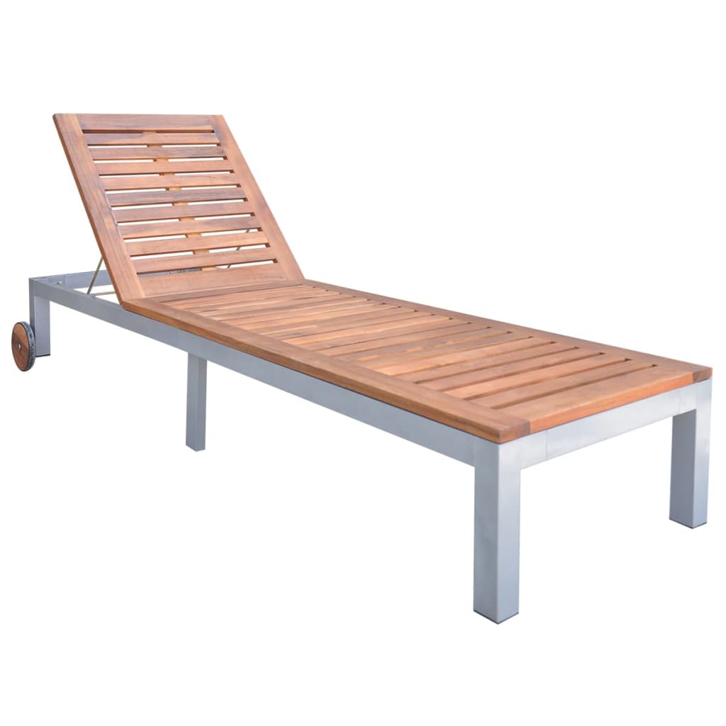 Tumbona Con Cojín Madera Maciza De Acacia Y Acero Galvanizado_1