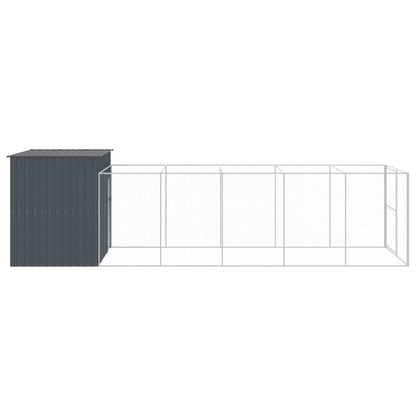 Caseta Perros Con Corral Acero Galvanizado Gris 214x661x181 Cm_3