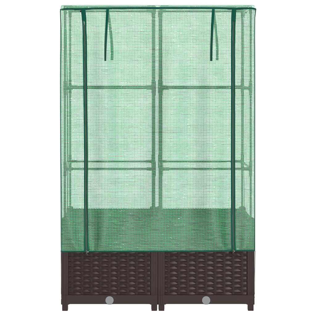 Arriate Con Cubierta Invernadero Aspecto Ratán 80x40x138 Cm_3