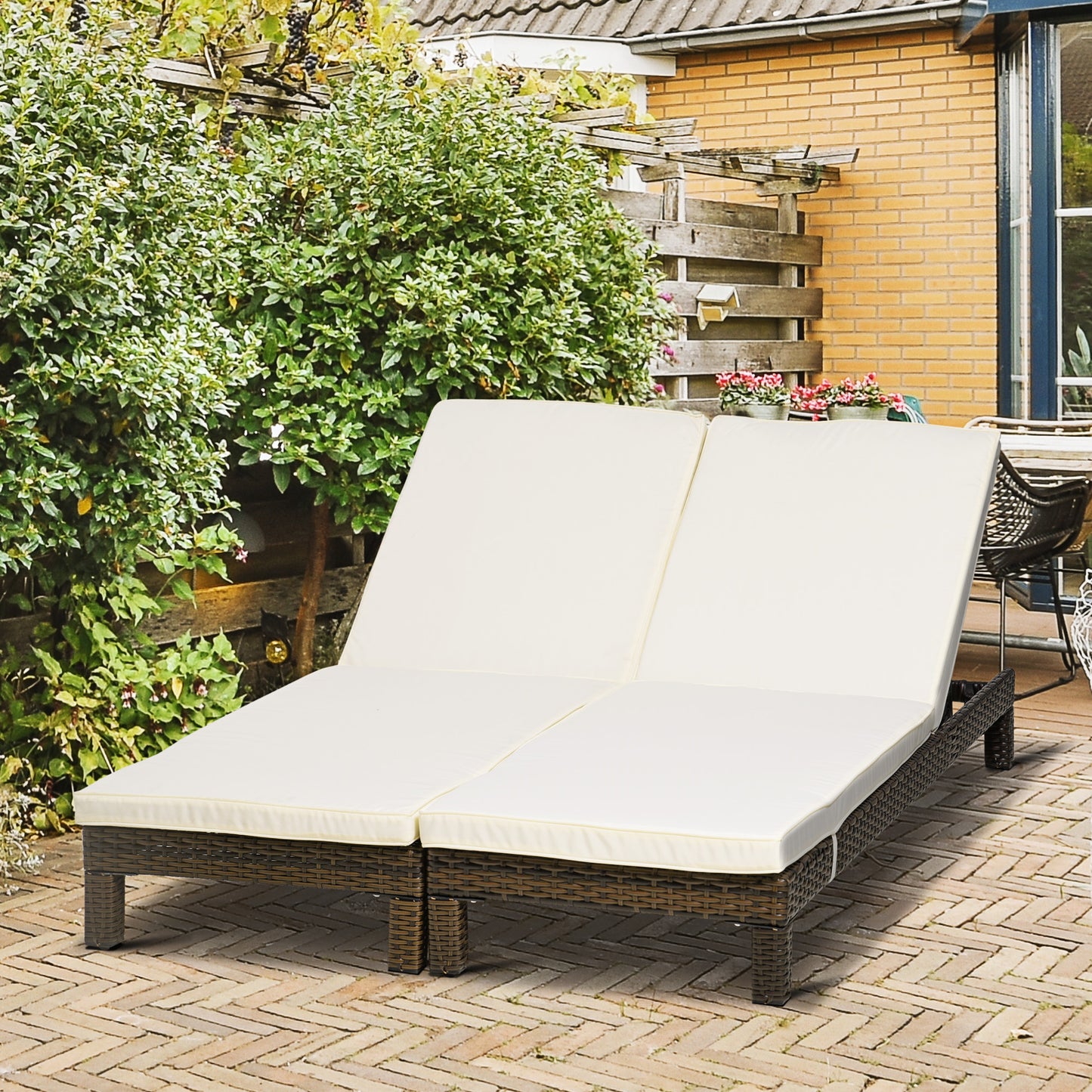Outsunny Conjunto De 2 Tumbonas De Jardín Reclinable En 5 Posiciones 196x60x22cm_1