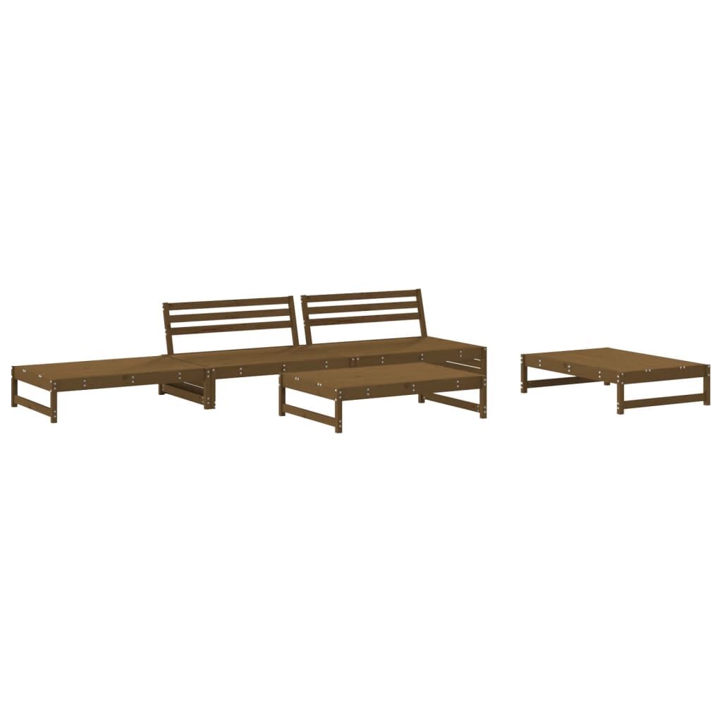 Vidaxl Juego De Sofás De Jardín 5 Pzas Madera Maciza Pino Marrón Miel_0