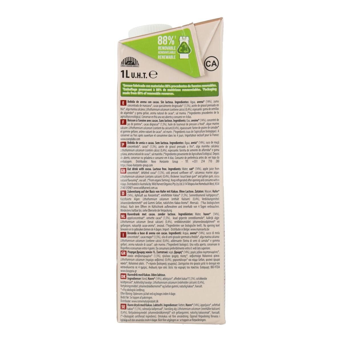 Pack de 2 Bebidas de Aveia com Chocolate NaturGreen 1 L