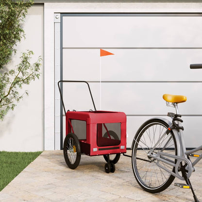 Remolque De Bicicleta Mascotas Hierro Tela Oxford Rojo Negro_1
