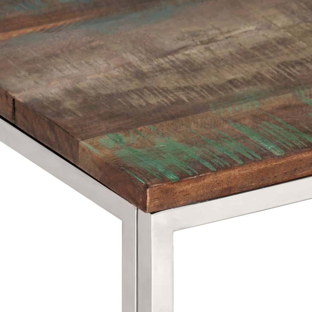 Mesa De Centro Acero Inoxidable Y Madera Reciclada Plateado_2