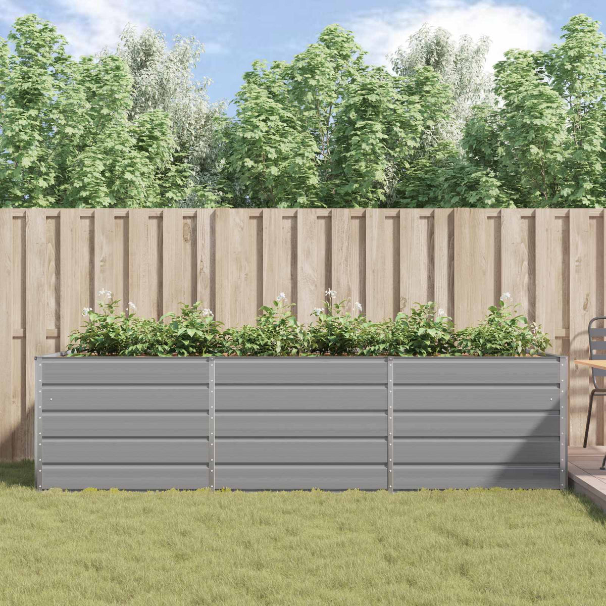 Jardinera Gris Claro 290 X 100 X 75 Cm Acero Galvanizado_3