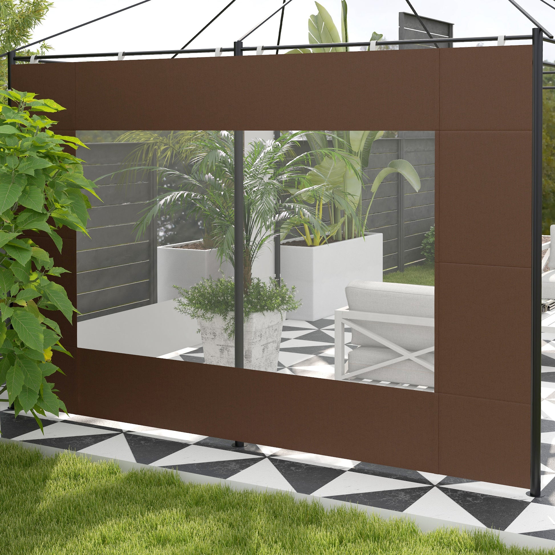 Outsunny Paredes Laterales Para Carpa De 4 Paneles 295x195 Cm Marrón_3