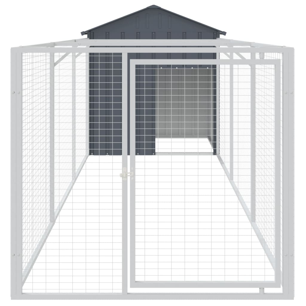 Caseta Perros Con Tejado Acero Galvanizado Gris 117x405x123 Cm_2