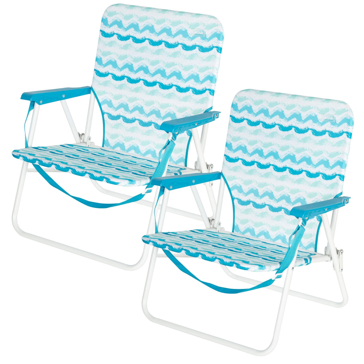 Aktive Pack 2 Sillas Plegables Camping Bajas Fijas 45x40x70 Cm Negras Con Posavasos_0