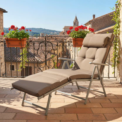 Outsunny Tumbona Plegable Jardín Con Respaldo Ajustable En 7 Posiciones Marrón_3