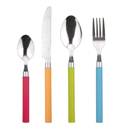 Set De 3 Sartenes + 24 Piezas De Cubertería Multicolor, Acero Inoxidable, Moderno Y Práctico_3
